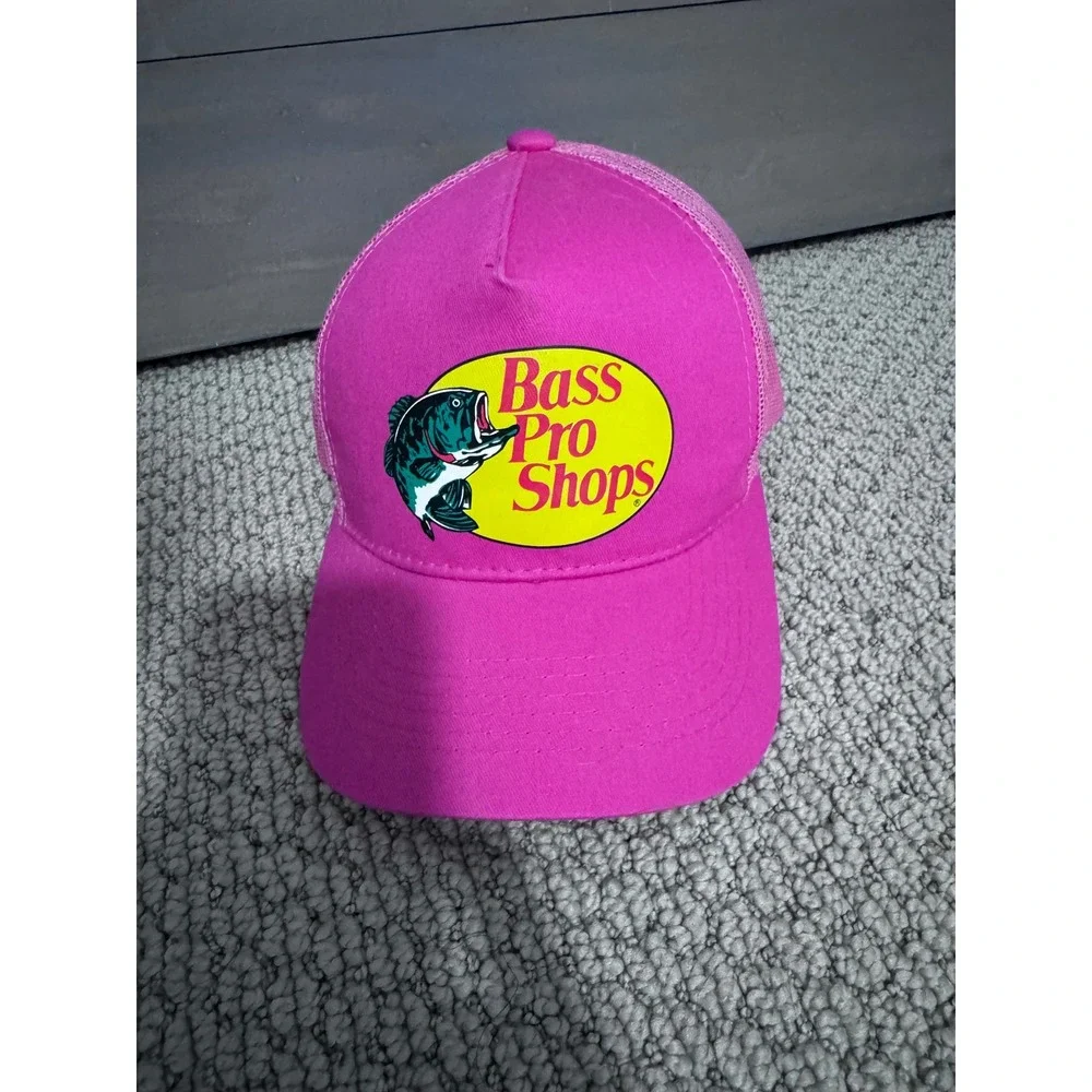 Bass Pro Shops Snapback Hat‎ Pink Mesh Cap Adjustable Fishing Outdoor